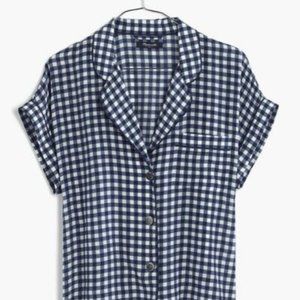 Madewell - Silk Bedtime Top in Blue Gingham Check